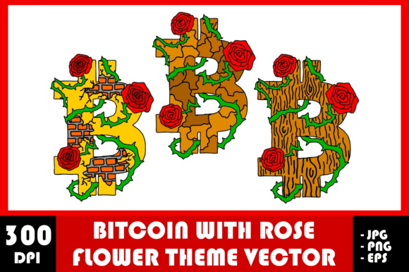Download Bitcoin with Rose Flower Theme Vector - Rose flower theme Collection