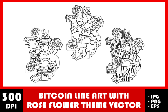 Download Bitcoin Line Art with Rose Flower Theme - Rose flower theme Collection